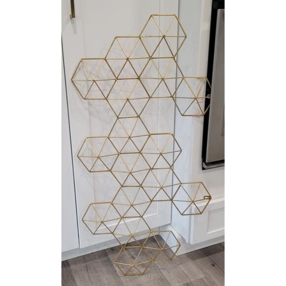 Glam metal abstract gold wall decor. very large light wight art piece honeycomb - Picture 8 of 12